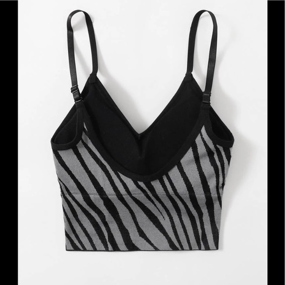 Longline Zebra Print Bralette/ Sports Bra - Picture 2 of 4